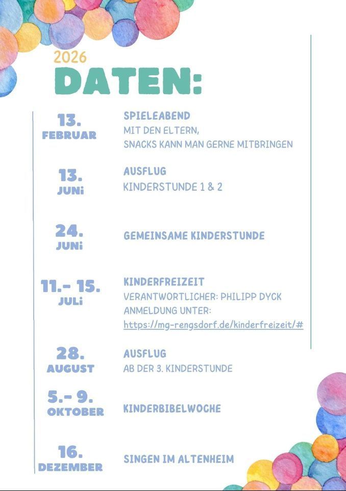Kinderprogramm - Termine